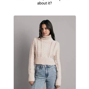 rag & bone Taupe Cable Knit Turtleneck Sweater